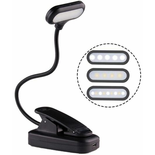 Reading Lamp for Reading in Bed at Night, Clip on Amber Book Light, Warm led Reading Night Light, usb Rechargeable