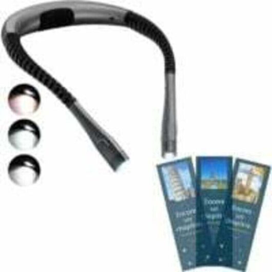 Rechargeable Glocusent Neck Reading Lamp, Bedside Reading Lamp, 3 Colors, 6 Brightness Levels, Foldable Arms, Long Battery Life, Ideal for Reading,