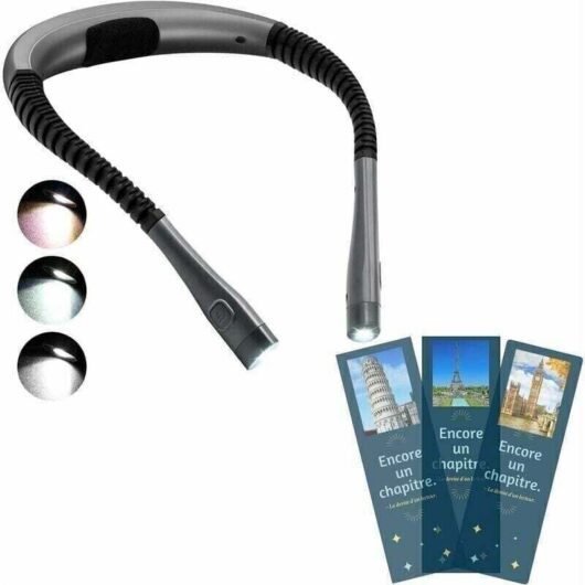 Rechargeable Neck Reading Light, Bed Reading Lamp, 3 Colors, 6 Brightness Levels, Bendable Arms, Long Battery Life, Perfect for Reading, Knitting,