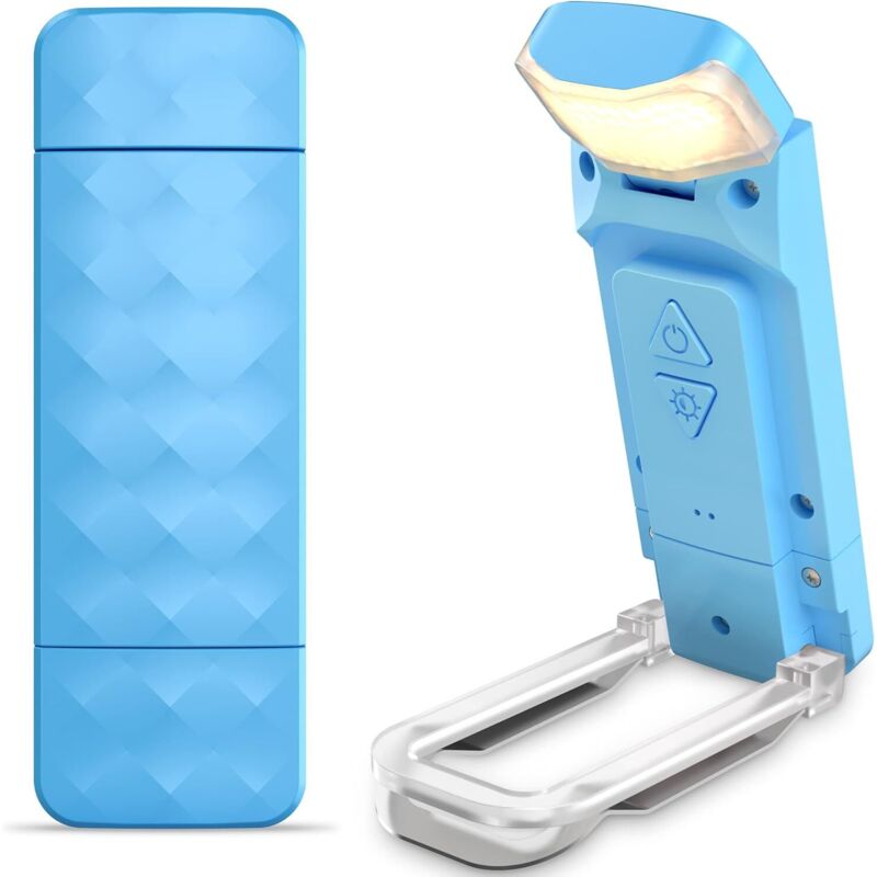 Rechargeable Reading Lamp, Portable Reading Light, 3 Color Temperatures and 5 Brightness Levels, Gift for Children - Blue