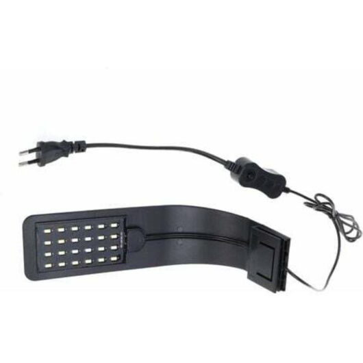 Rose - PinkLED Aquarium Light Ultra-thin Fish Tank Clip Lamp for Plant (Black, Blue Light)