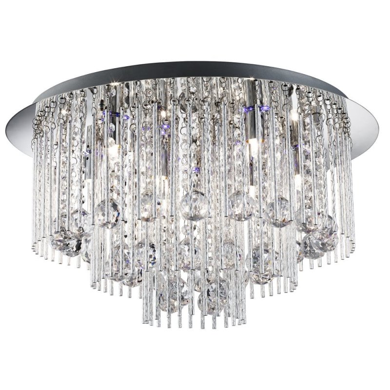 Searchlight Beatrix 9198-8CC Modern LED Flush Light With Crystal Drops