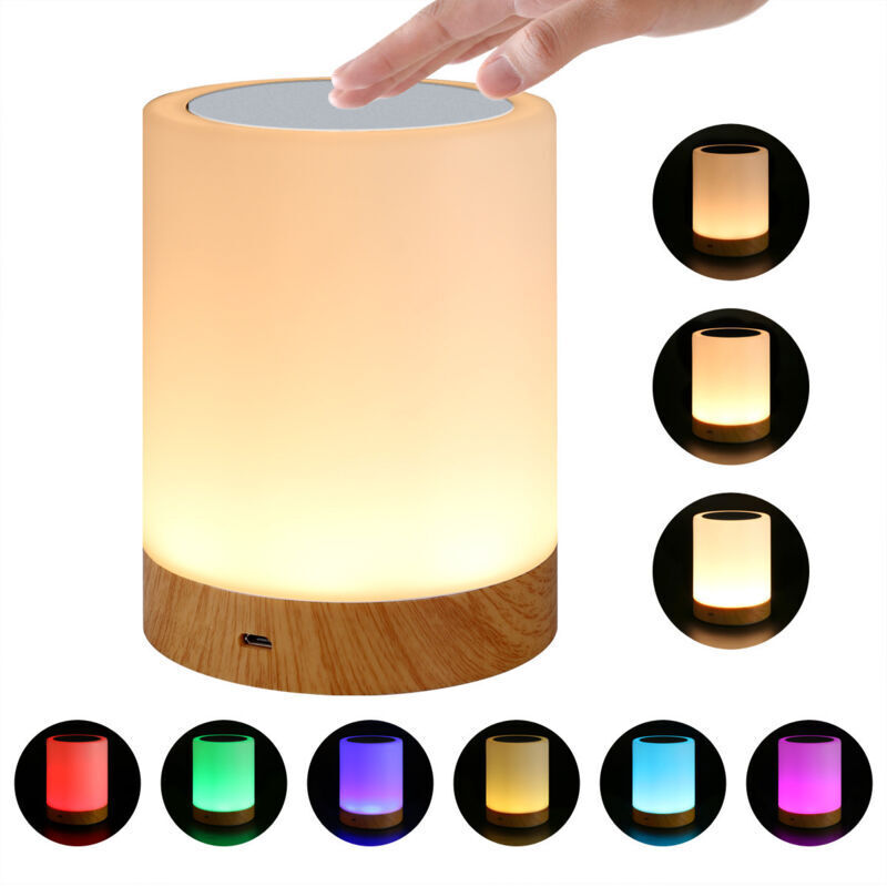 Sensitive night light with adjustable brightness, 6 changing RGB colors, LED night light warm for children, USB rechargeable battery with memory