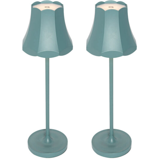 Set of 2 Retro Table Lamps Mineral Blue Rechargeable IP44 - Granny
