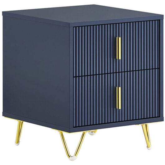 SoBuy Nightstand, Bedside Table with 2 Drawers, Modern Side Table for Bedroom and Living Room, Blue L40 x W40 x H47 cm FBT115-B
