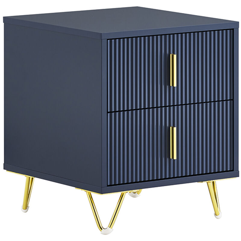 SoBuy Nightstand, Bedside Table with 2 Drawers, Modern Side Table for Bedroom and Living Room, Blue L40 x W40 x H47 cm FBT115-B
