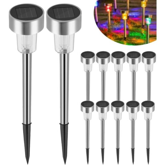 Solar Lamp Outdoor Garden Set of 12 Waterproof Garden Lights Cordless Lamp with Colorful LED Lights Outdoor Decoration Solar Lighting for Patio Lawn