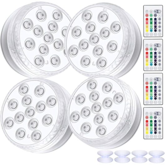 Submersible led Light, 4 Pack Waterproof led Lights with Remote Control rgb Color Changing Pond Lighting Decoration for Vase Base Swimming Pool