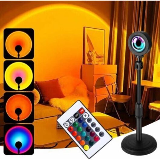 Sunset Lamp Sunset Night Light Led Room Neon Projector Light Led Gaming Bedside/Desk Lamp Rgb Ambiance Decoration Room Girl Aesthetic Room Decor