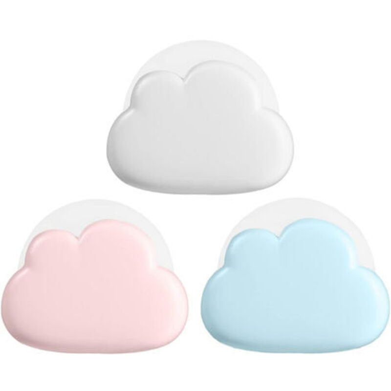 Three Portable Cloud-Shaped LED Night Lights, 4 Operating Modes, Rechargeable, Bedside Lamp for Bedroom, Blue White Pink