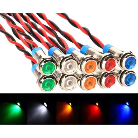 Tinor - 10pcs 12-24VDC 6mm Metal led Indicator Light,LED Pilot Panel Warning Light for
