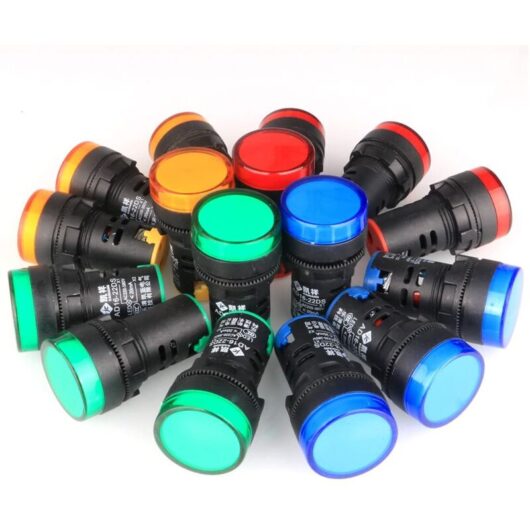 Tinor - 16pcs Red/Yellow/Blue/Green 22mm led Pilot Panel Light ac 220V 20mA Indicator Signal Lamp (Each Color 4pcs)