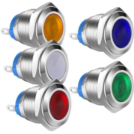 Tinor - 5pcs 12V-24VDC 16mm led Indicator Light Stainless Steel Waterproof Indicator Lamp