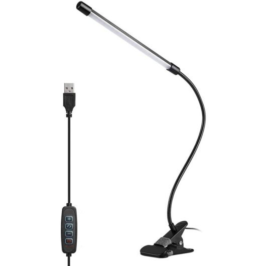 Tinor - Multifunctional led Light, 3 Lighting Modes, 10 Brightness Levels, 360° Adjustable, 150cm Cable, usb, Black