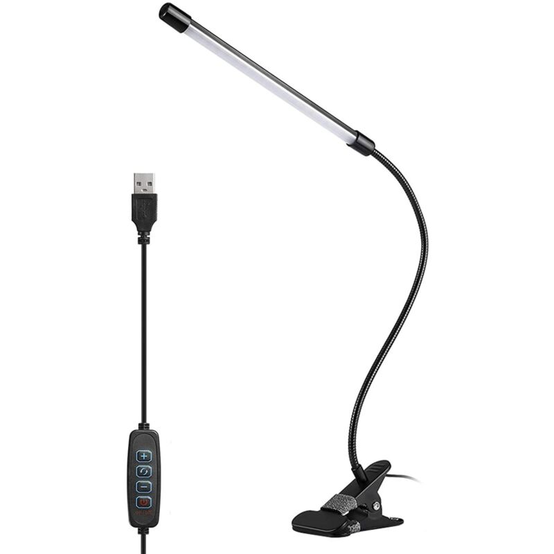 Tinor - Multifunctional led Light, 3 Lighting Modes, 10 Brightness Levels, 360° Adjustable, 150cm Cable, usb, Black