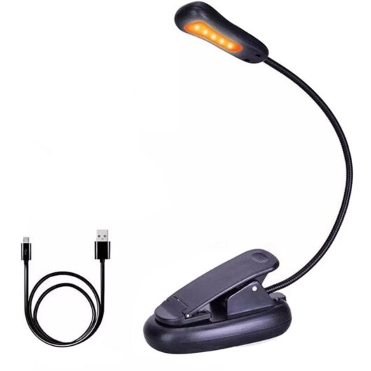 Tinor - led Reading Light, 5 LEDs, 3 Light Levels, usb Rechargeable, Black