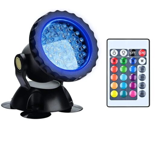 Tinor - rgb Aquarium Spotlight, Underwater Submersible Lighting for Fish, IP68 Waterproof led Lamp Adjustable Angle Light with Remote Control for