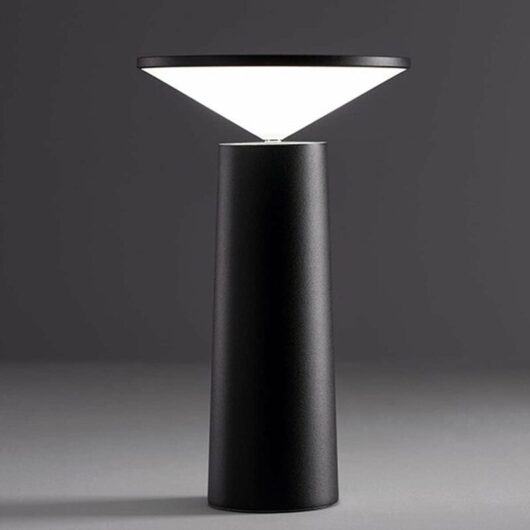Tonchean - Modern Table Lamp - Wireless Dimmable Touch Control Switch - 360° Adjustable - usb Rechargeable - Desk Lamp for Home Office - Black