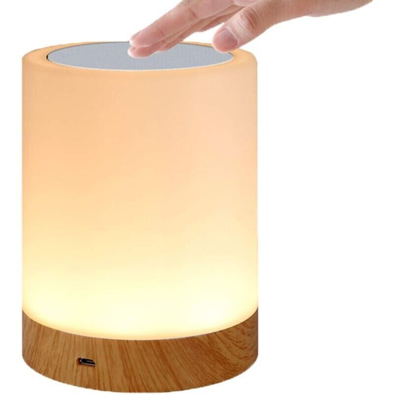Touch-sensitive LED lamp for bedroom, living room, office - Bedside lamp with RGB color-changing sensor - USB charging port