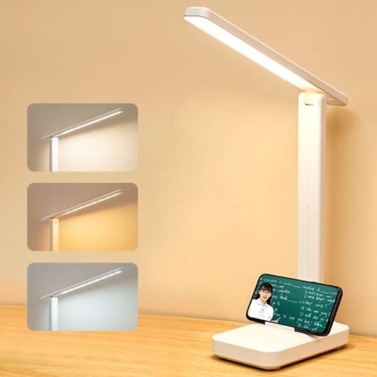 Touch-sensitive LED table lamp, eye protection, dimmable, 3 color modes, 3 brightness levels, bedside lamp for office, bedroom, reading [Energy Class
