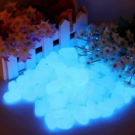 Trimec - Lot de 200 pierres lumineuses bleues - 200 pièces - Pierres décoratives pour le jardin, les routes, la décoration en plein air, les
