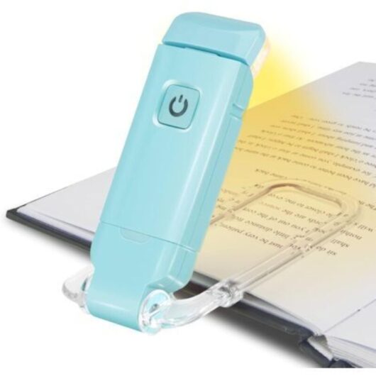 USB Reading Light LED Book Lights Rechargeable with Reading Light for Reading in Bed Clip 3 Brightness Levels Adjustable Foldable Mini Clip Lamp Blue