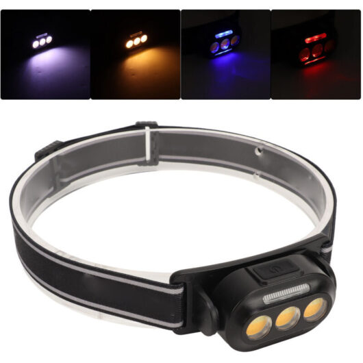 USB Rechargeable LED Headlamp, 3 Speeds, High Brightness, Waterproof Headlamp for Night Fishing and Running