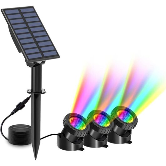 Underwater Solar Lights, 3-Pack Solar Spotlights, Submersible Lighting with 2 Modes, RGB Color Changing, IP68 Waterproof, Adjustable Submersible