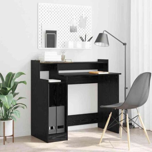 Vidaxl - Desk with Desk Lamps Black oak 97 x 45 x 90 cm Engineered wood