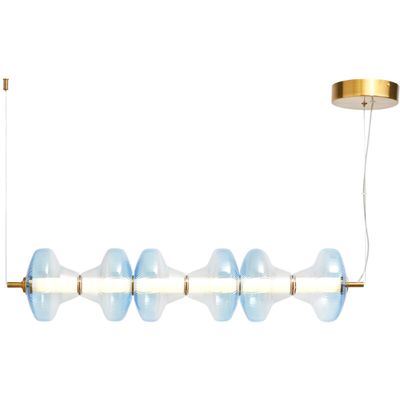 Visconte Elias Sky Blue Tinted Glass Pendant Bar Integrated LED - Satin Brass