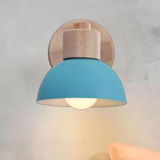 Wall Light Vintage Retro Indoor Lamp E27 Wooden Metal Wall Lamp Industrial for Bedroom, Living Room, Staircase, Hallway, Blue