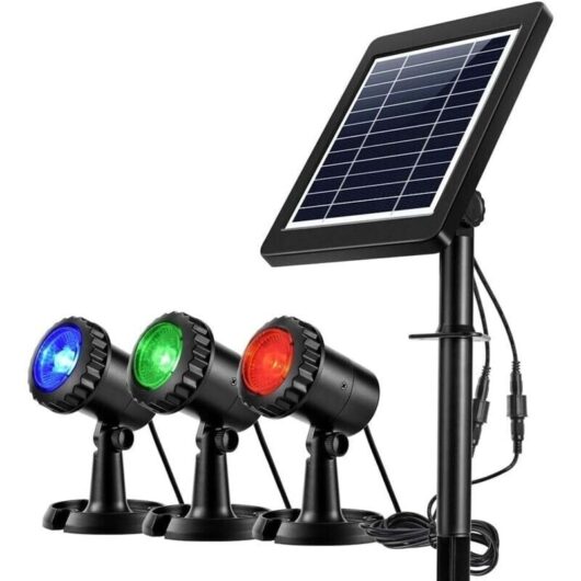 Waterproof Solar LED Spotlights 3 GRB Lamps, Adjustable IP68 Waterproof Solar Lamp Solar Lights for Outdoor Garden Pool Pond Yard Wall Road-Auto