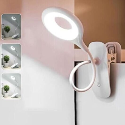 White Reading Light, Rechargeable, with USB Cable, 20 LED Bulbs, Portable Touch Lamp, 3 Brightness Levels, Ideal for Studying.