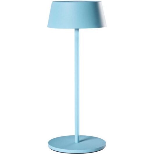 Wireless Table Lamp Blue Metal Indoor Outdoor with USB C Port Rechargeable GUDER