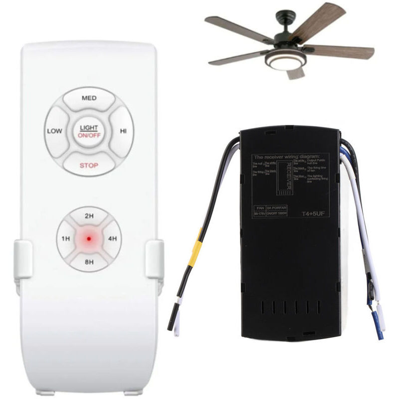 Wireless ceiling fan remote control kit with 4 timers and 3 speeds, 220V lamp fan control switch for home and office