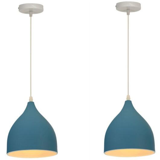 Wottes - Retro Industrial Ceiling Hanging Light Simple Nordic-Style Pendant Lamp Creative Chandelier 2Pcs Dark Blue