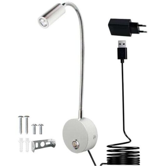 Ymyny - Touch Dimmable Wall Reading Lamp, led Bedside Reading Lamp with usb Port and Switch, with Plug, 3W Bedside Wall Lamp [Energy Efficiency Class